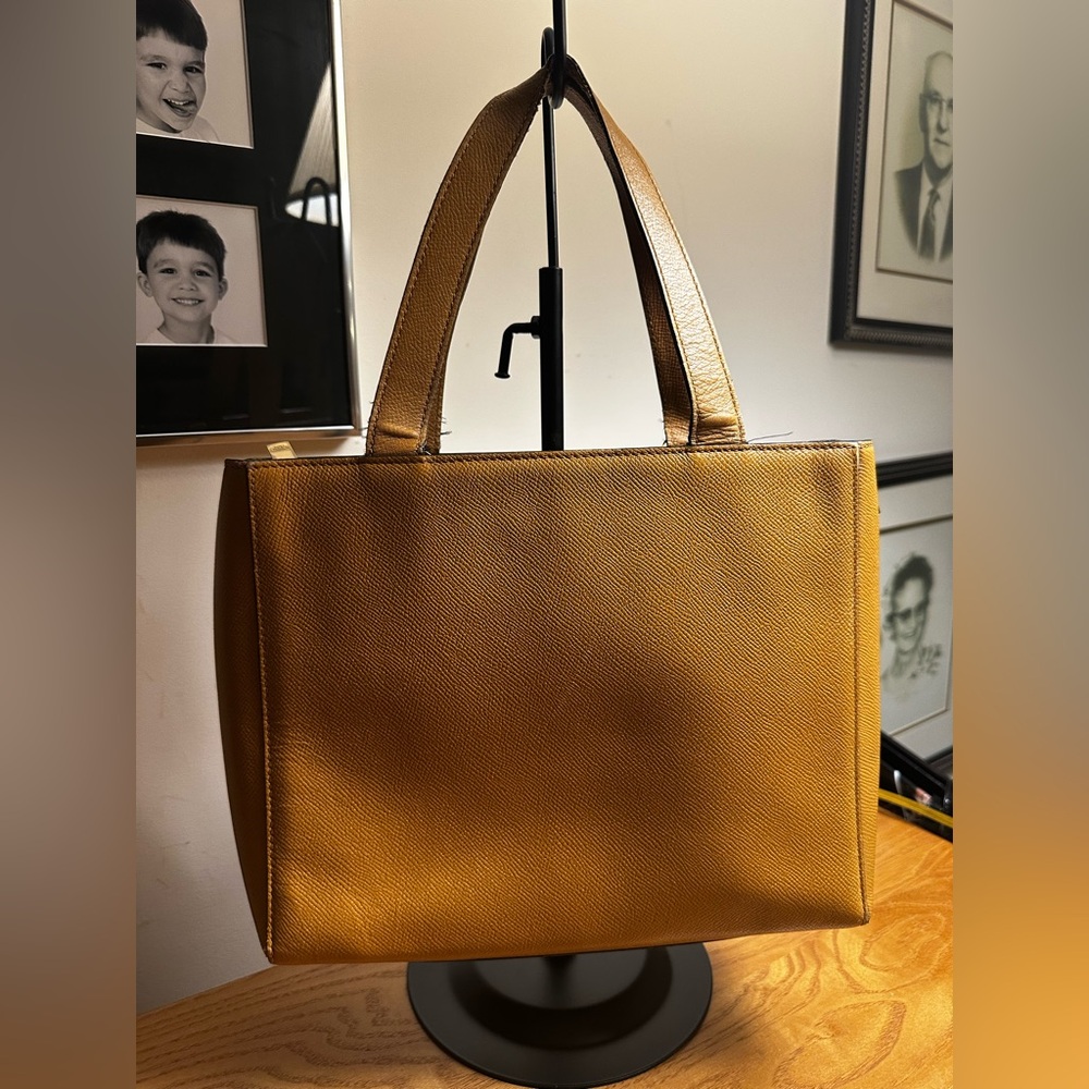 Celine Goldenrod Leather Square Tote Bag w/Crossbody Strap - Picture 2 of 15